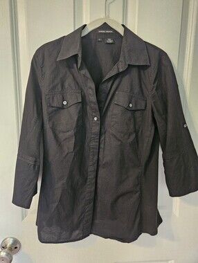 Sandra Ingrish Black Button-Down Work Shirt